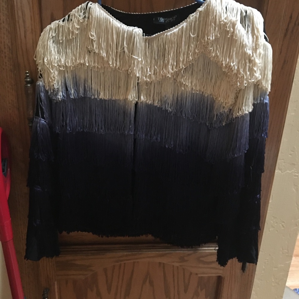 Top shop Ombré fringe jacket size 6